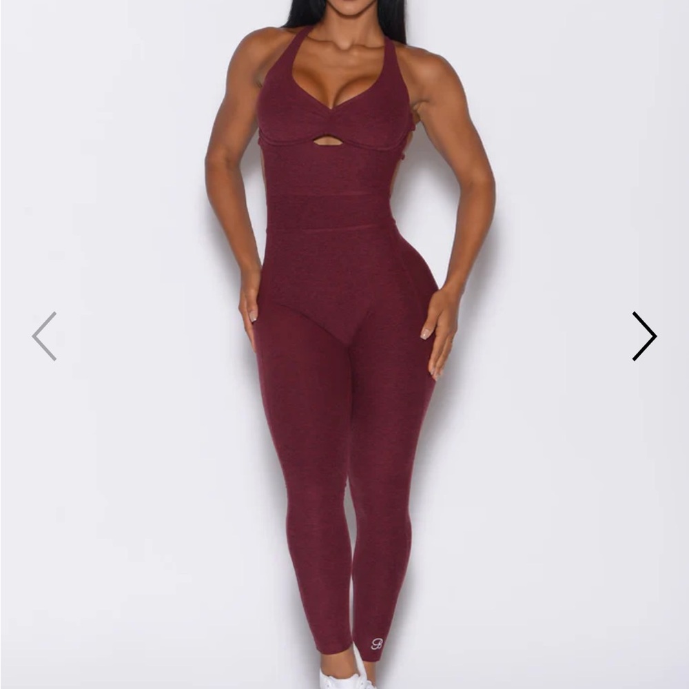 Bombshell Sportswear Burgundy Seamless Racerback Jumpsuit